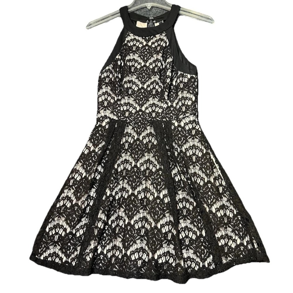 Speechless Womens Size Small Lace Halter Dress Black Fit Flare Party Cocktail - Picture 2 of 16